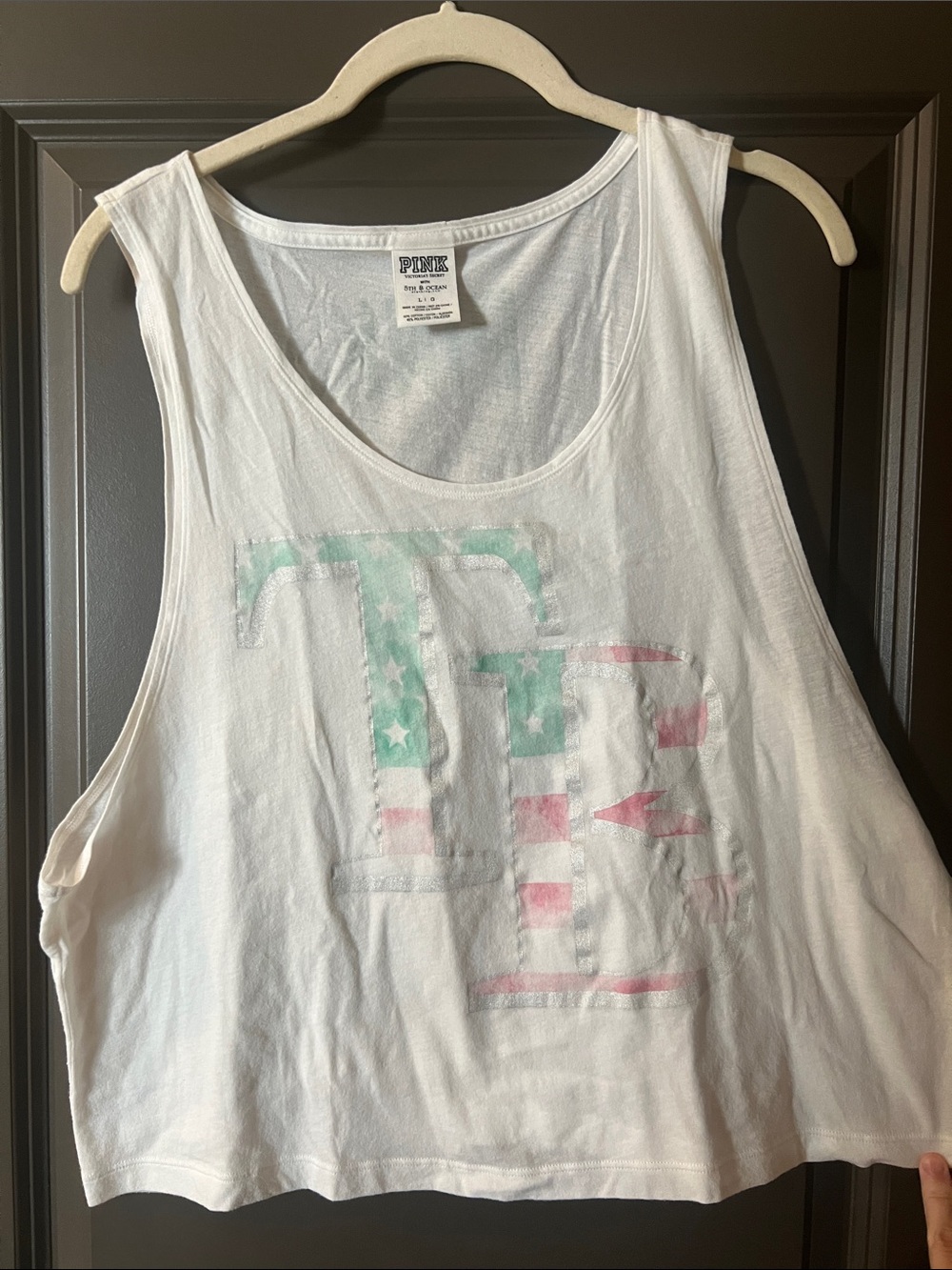PINK Tampa Bay patriotic cropped Tank